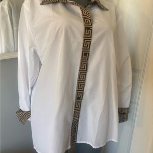 White Shirt with Geometric Trim